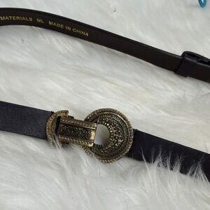 Chico’s adjustable leather M/L antique gold and brown belt NEW